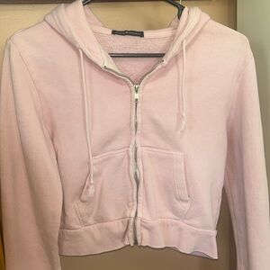 Pink John Galt / Brandy Melville Crystal Zip Up Hoodie